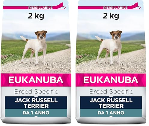 Eukanuba Breed Specific Jack Russell Terrier Trockenfutter - optimal auf die Rasse abgestimmtes Premium Hundefutter mit Huhn, 2 kg (Packung mit 2)