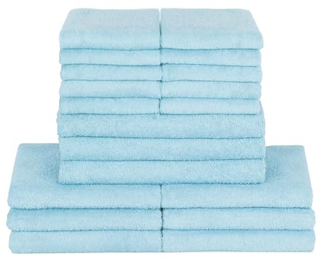 ZOLLNER 19-teiliges Handtuch-Set 10 Gästetücher (ca. 30 x 50 cm), 6 x Handtücher (ca. 50 x 100 cm), 3 x Badetücher (ca. 70 x 140 cm), weich und saugfähig, waschbar bis 60 °C, Baumwolle