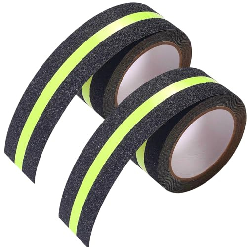 2 Rollen Antirutschband Selbstklebend, im dunklen leuchten Sicherheit Klebeband, 5m * 50mm Anti-Rutsch-Klebeband Fluoreszierendes