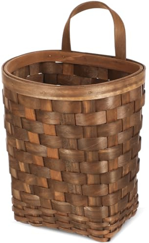 Mini Vintage Woven Wall Basket - Retro Flower & Kitchen Storage Hanging Holder for Small Sundries