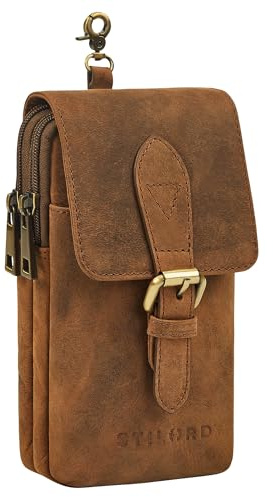 STILORD Harper Sac de Ceinture Portable Vintage Sac Banane Porte Téléphone Petit Pochette en Cuir pour Homme Femme pour Sport Voyages Courrir Cuir Véritable Couleur:Noir