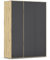 Rauch Möbel Nabila, Drehtürenschrank, Kleiderschrank, Kleiderschränke, Garderobe, 3-türig, push-to-open, Farbe Grau metallic/Eiche Artisan, Schwarz, Holz, 140x194x53cm