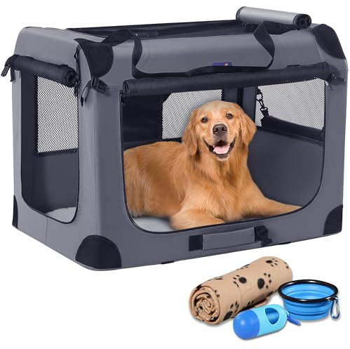 Petprsco Collapsible Dog Crate, 40 inch Portable Dog Crates for Large Dogs