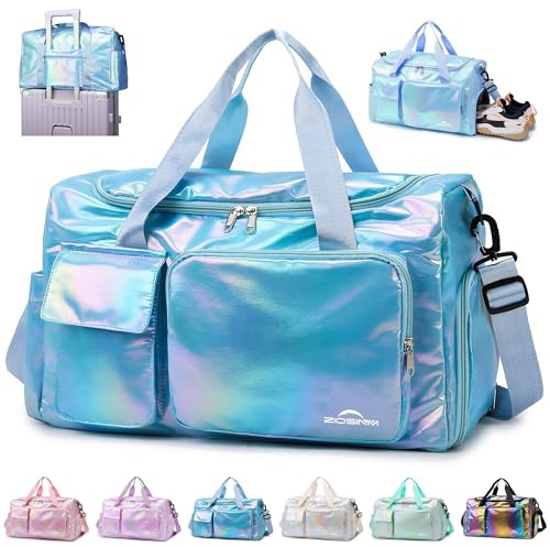 ZIOSINM Borsone Palestra Donna, Elegante Borsa Palestra Donna con Scomparto per Scarpe, Borsone da Viaggio Impermeabile, Ideale per Gym, Piscina e Borsa da Viaggio (Blu)
