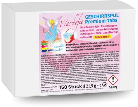 Wäschefee Spülmaschinentabs Großpackung All-in-One 150 Tabs, Geschirrspüler Tabs mit Kraftformel gegen Eingebranntes