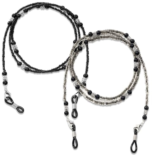 CYUXING Lot de 2 chaînes à lunettes perlées avec perles en acrylique | Porte-lunettes fonctionnel et décoratif | Cordon tour de cou pour lunettes pour femme