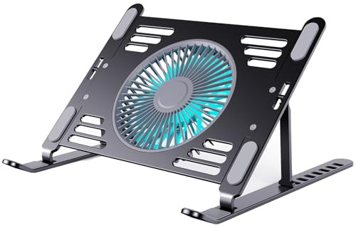 Justerbart laptop-kylstativ i aluminium, vikbar USB-kyldyna för bärbara datorer, höjdjusterbar laptop-höjare, bärbar laptop-kylare, förbättrad luftflödesdesign