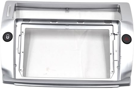 Radio infattning Navigationsram Passar till Citroen C4 Quatre 9-tums 2 Din bilradio stereo ljudplatta fascia ram spelarpanel instrumentbräda monteringssats(Silver)
