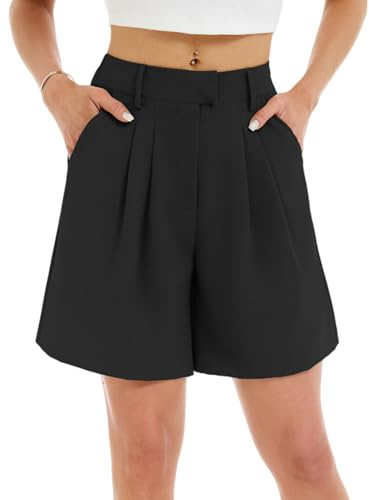 Pantalones Cortos Mujer con Cordón Pijamas Pantalon Corto Chandal Elástica Ajustable con Bolsillos Verano Shorts Deportivos para Yoga Jogging Fitness Negro XL