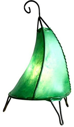 Simandra Orientalische Lampe Stehlampe marokkanische Hennalampe Lederlampe Tischleuchte Stehleuchte Orient Tissir einfarbig 40 Color Grün