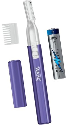 Wahl Clean & Confident Female Battery Pen Trimmer with Rinseable Blades for Eyebrows, Facial Hair, & Light Grooming- Hygienic Grooming & Easy Cleaning with Battery Included - Model 5640-100
