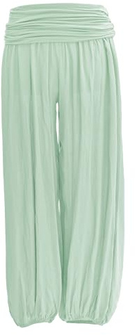 TEXTURE Ladies Women Italian Lagenlook Plain Viscose Boho Harem Ali Baba Trouser Pants Joggers One Size (Light Blue, One Size)