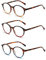 JM 3 Pack Vintage Runden Lesebrille Federscharnier Gläser für Leser Damen Herren +6.0 Mischfarbe