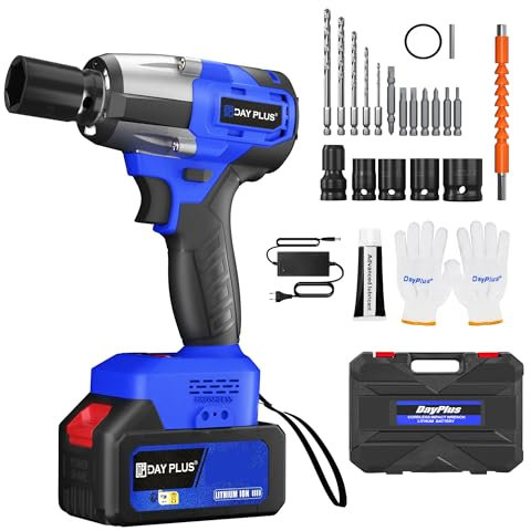 Upgraded Cordless Impact Wrench Brushless 1/2 inch Driver 21V 550N.m High Torque with Socket Set 14mm 17mm 19mm 22mm, with Battery 3000mAh Li-Ion 3200rpm Variable Speed, with Carry Box