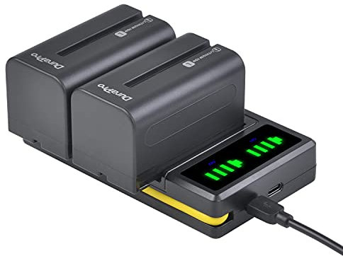 DuraPro 2 baterías NP-F750 NP-770 de 5200 mAh + cargador USB dual LED con puerto tipo C para videocámaras Sony NP-F330 NP-F550 NP-F570 NP-F750 NP-F770 NP-F960 NP-F970 CCD-SC5 CCD-TRV DCR-TRV Series