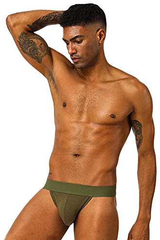 BaronHong Herr Athletic Supporter Performance JockStrap Elastiskt midjeband Enfärgade underkläder (armygreen, M)