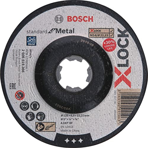 Bosch 1x Disque abrasif PRO Metal Longlife pour petite meuleuse angulaire et X-Lock, M14/22,23 mm (pour Acier, Ø 125 mm, Professional Accessoire Petite meuleuse angulaire)