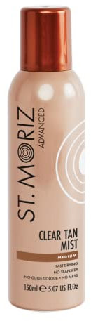 St Moriz Advanced Spray Bronceado en una lata, secado rápido, vegano, falso bronceado, mediano (150 ml)