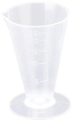 N-K PULABO - Bicchiere di misurazione triangolare, in plastica, con misurino, adatto per laboratorio di cucina, 25 ml, durevole