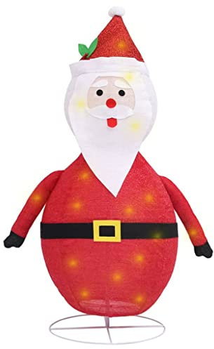 vidaXL Weihnachtsmann Figur LED Luxus Beleuchtet Nikolaus Santa Claus Weihnachtsdeko Weihnachten Dekoration Weihnachtsfigur Deko Stoff 120cm