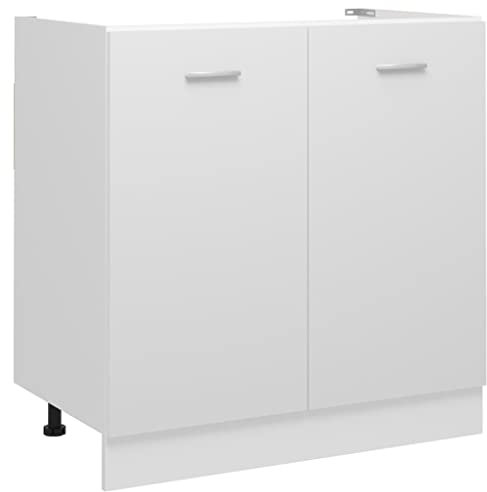 vidaXL Sink Bottom Cabinet Home Kitchen Equipment Indoor Furniture Appliance Tool Storage Shelf Organiser Morden Cupboard White Chipboard