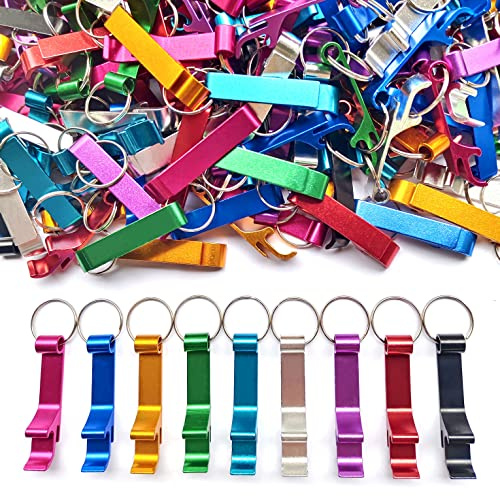 MTOMDY 200Pcs Colored Aluminum Bottle Opener Keychain, Soda Beverage Beer Bottle Opener Keychain, for Kitchen/Wedding/Bar/Party