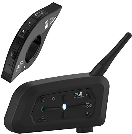 Acesport Intercomunicador de Casco Moto Bluetooth con Control Remoto EUC Handle - Walkie Talkie BT 5.1 para 7 Motocicletas, esquí y Snowboard - Comunicación CVC Incluida