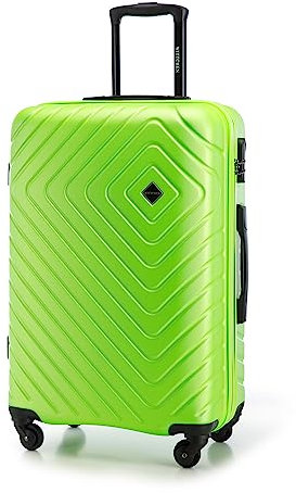 WITTCHEN Cube line Mittelgroßer Koffer ABS Mit Geometrischer Prägung 4 Lenkrollen Teleskopgriff Kombinationsschloss Reisekoffer Trolley Größe M Limette