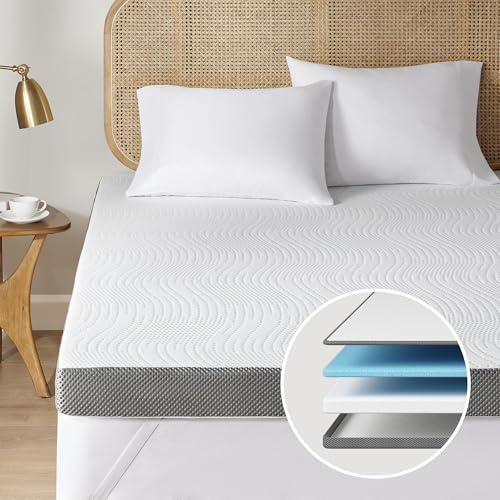 Degrees of Comfort 10cm Topper, Viscoelástico con Infusión de Gel, Doble Capa, Funda Extraíble y Transpirable