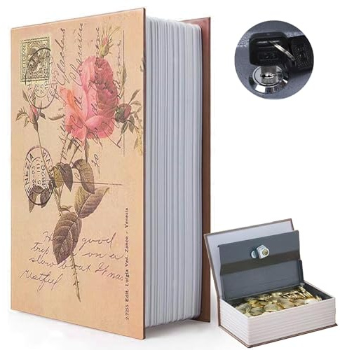 Decorative Book Safe Box with Combination Lock, Vintage Faux Book Hidden Safe for Decoration, Secret Diversion Book Safe Storage Box for Home Office Café Bookshelf （9.5×6×2.2）
