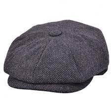 CB4 Accessories Black Grey Herringbone Newsboy 8 Panel Baker Boy Tweed Flat Cap Mens Gatsby Hat -59cm