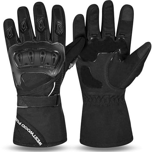 WESTWOOD FOX Winter-Motorradhandschuhe für Männer und Frauen, wasserdichte Motorradhandschuhe, Touchscreen, leichte, warme Schutzhandschuhe für BMX, ATV, UTV, Mountainbiking (SCHWARZ, XL)