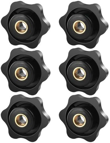 BOUMVID 6 Tornillos de Estrella M6, Tornillos de Mariposa de 32mm de Diámetro Exterior, Tuercas de Mariposa, Rosca Tornillo de Mariposa Negros, Tuercas de Perilla Palomilla de Sujeción Estrella