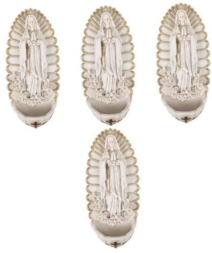 Warmhm 4pcs Guadalupe Resin Holy Water Font Wall Decor Religious Home Decor Catholic Church