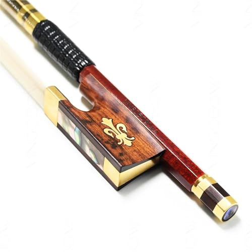Beginner Violin Bows 4/4 Size Violin Bow Hybrid Carbon Fiber Brazilian Rosewood Leather Bow Violin Accessories(Only bow)