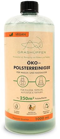 GRASHÜPFER® Öko-Polsterreiniger 1 L Konzentrat für alle Wasch- und Nasssauger für 250qm Polsterfläche Tropischer Früchte Duft I Nachhaltige Reinigung von Polstern, Teppichen, Matratzen und mehr
