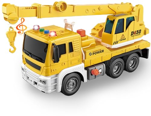 LioMaxi Scala 1:16 Gru Camion da Cantiere con Carro Attrezzi, Veicolo di Recupero con Luci e Suoni - Giocattolo Regalo per Bambini 3-4 Anni