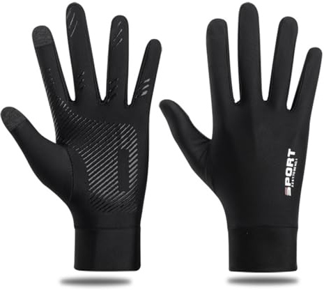 Guantes de verano con protección UV, antideslizantes, para pantalla táctil, para hombres y mujeres, transpirables, para conducir, ciclismo, equitación, escalada, golf, entrenamiento (negro, L)