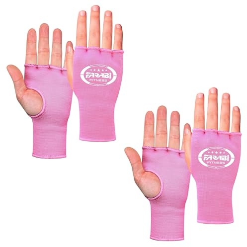 Farabi Sports Boxningshandskar Halvfinger Elastiska Innerhandskar Utan Gelvaddering För Stängning, MMA, Muay Thai, Träning, Kickboxning och Kampsport (Rosa (2-pack), S/M)