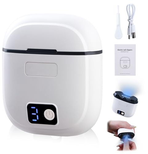 eMjollRay Cortauñas Eléctrico con Luz LED Cortauñas y Pulidor de Uñas con 3 Velocidades Recargable USB C para Adultos y Niños