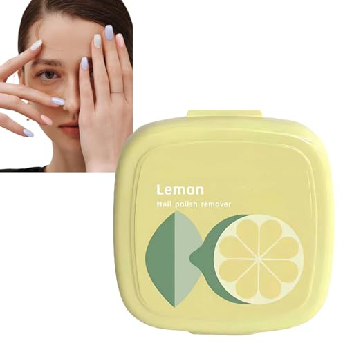 40Pcs Nail Polish Remover Pads, Lint-Free Cotton Pads for Gentle Moisturizing Nail Care,Quickly & Easily Removes Gel Polish,Natural Ingredients,Travel-Friendly Nail Wipes & Nail Cleanser(Lemon)