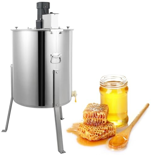 Electric Honey Extractor, 2/3/4 Frame Stainless Steel Honey Spinner Extractor with 140W Adjustable-Speed Motor, Centrifuge Extraction Equipment with Transparent Lid for Apiary, Farm 3Frame ( 4Frame)