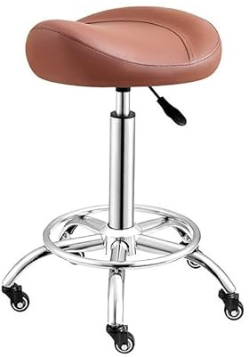 Generico Sgabello Da Sella Con Rotelle Sgabello Girevole Regolabile In Pelle PU Con Sedia Da Salone Con Ruote, For Massaggi In Salone, Cucina Domestica, Clinica(Color1)