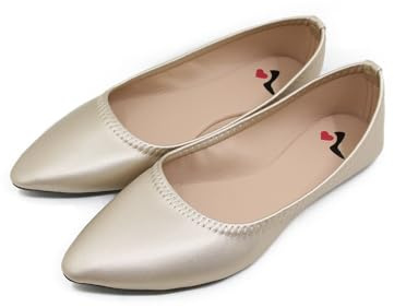 Ballerines pliables pour femme – Chaussures de voyage portables enroulables avec pochette de transport – Chaussures plates confortables à enfiler pour mariages, fêtes, doré, 40 EU