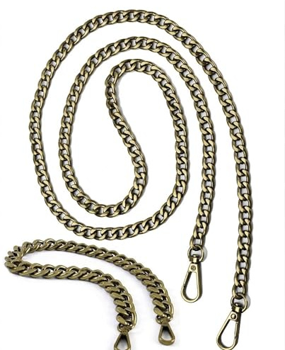 MYGLOAR 2 cadenas para bolsos, 1 pieza de 120 CM, 1 pieza de 40 CM, cadena de metal para bolso, bolso de mujer, bolso de hombro, cadena para bolso con mosquetón, correa de hombro Bronce para bolso