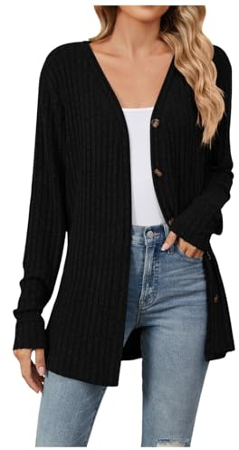 Cardigan mi-long en tricot décontracté à manches longues pour femme