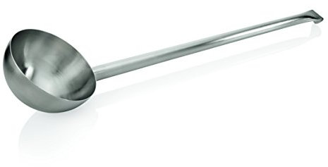 Schöpfkelle aus Chromnickelstahl in schwerer Ausführung - mit Rohrstiel in verschiedenen Ausführungen / A1 - Ø 18 cm, Länge Stiel: 75 cm, Inhalt: 1,5 Liter / A2 - Ø 20 cm, Länge Stiel: 80 cm, Inhalt: 2 Liter / A3 - Ø 25 cm, Länge Stiel: 80 cm, Inhalt: 4 Liter (Ø 20 cm)