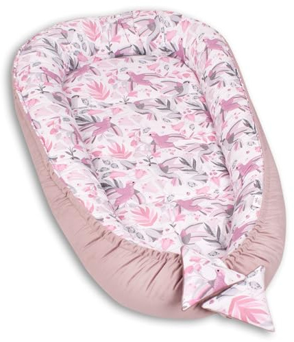 PaLulli nid bébé, nid bébé, nid Douillet 2 Faces, Cocon, nid, lit bébé, lit de Voyage pour Nouveau-né, 100% Coton Oeko-TEX, Made in The EU, 0-8 Mois hypoallergénique (Poney Rose)