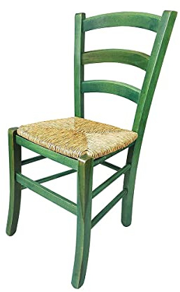 ZStyle Sedia Venezia Legno Colorata Ristorante Agriturismo Cucina Casa Paglia - Verde Blu Giallo Rosso (Verde)