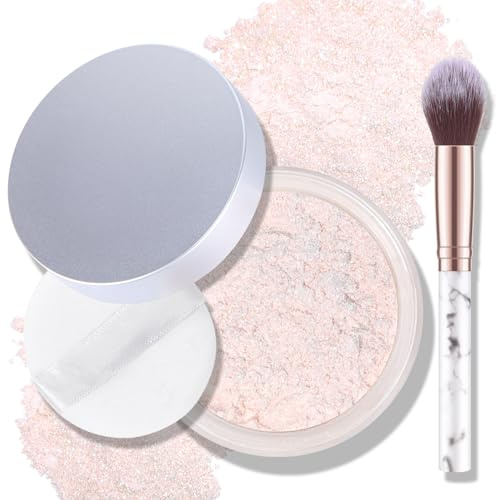 KYDA Pearl Loose Powder - Polvo brillante para el rostro, maquillaje iluminador suelto, larga duración, cobertura brillante, textura ligera, textura fina, acabado suave, n.º 01